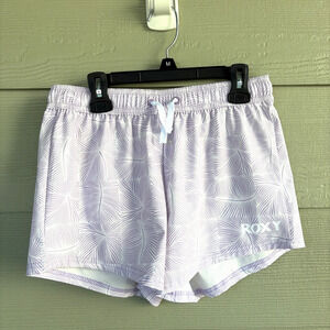 Roxy Girl Purple/White Elastic Waist Activewear School Shorts Girl Medium 10/12